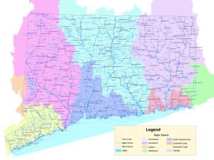 Map of CT drainage basins